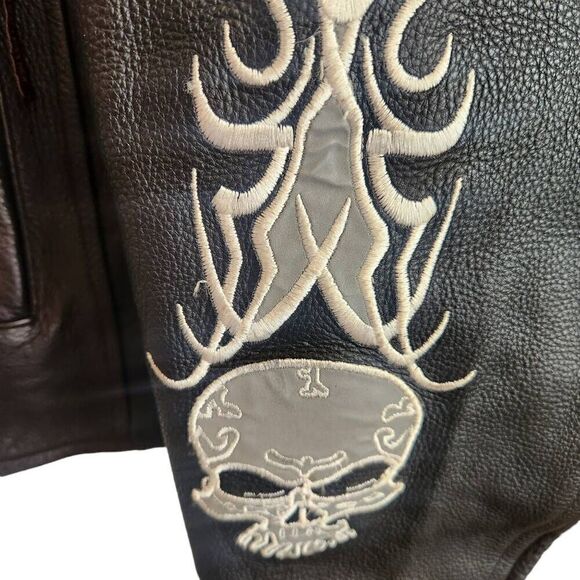 Vance Leather Jacket Mens 3XL Biker Skulls Reflective Full Zip Motorcycle - Picture 4 of 9
